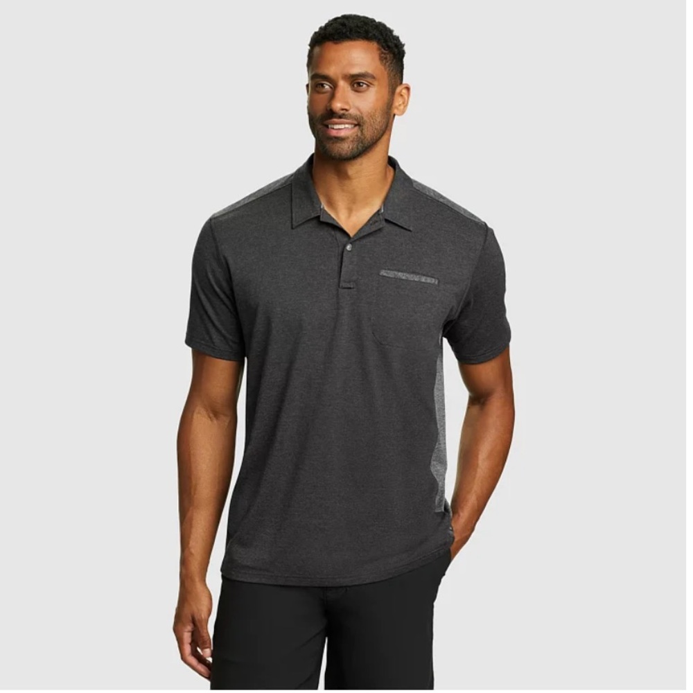 Eddie Bauer Adventurer Short-Sleeve Polo Grey FreeDry Shirt Men's Size 2XL